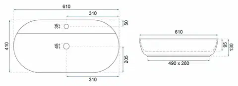 REA Umyvadlo na desku Aura 60,5x40,5 bílá REA-U7900