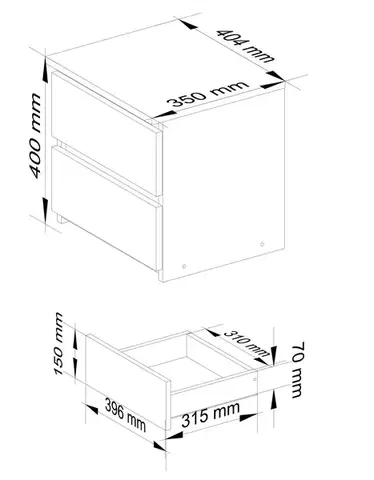 Ak furniture Noční stolek CL2 40 cm grafitově šedý