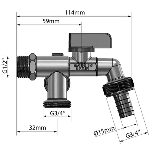 ARCO zahradní ventil Nano se dvěma vývody 1/2"x3/4"x3/4", anticalc 00472