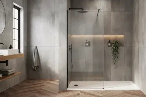 REA/S Sprchová zástěna Flexi Transparent / Black 90 KPL-K99166