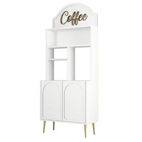 Coffee Bar Cabinet Lyon 80 - White, Gold