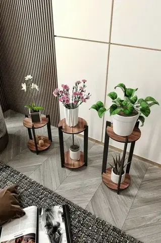 Stojan na květiny Flower Desk Round - Walnut