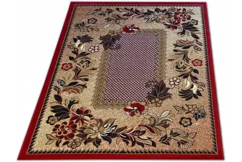 Červený koberec do kuchyně s hnědými listy Šířka: 40 cm | Délka: 60 cm