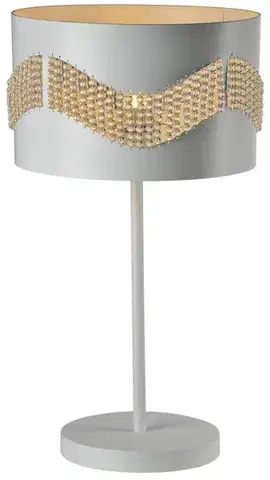 Bílá stolní lampa s korálky Antonio
