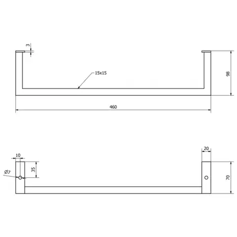 SAPHO HANG držák ručníků pod umyvadlo 460x98, černá mat HG460