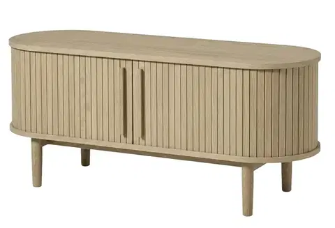 Estila TV stolek Alborg, světlý dub, lamelový, 140 cm