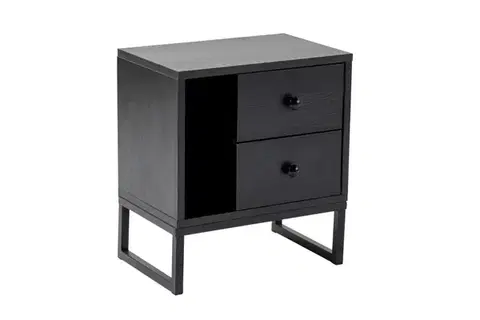 Noční stolek Glimmer - Wood Black, Black