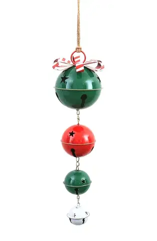 Mondex Vánoční závěsná dekorace Santa Lila Rolničky 49 cm zeleno-červená