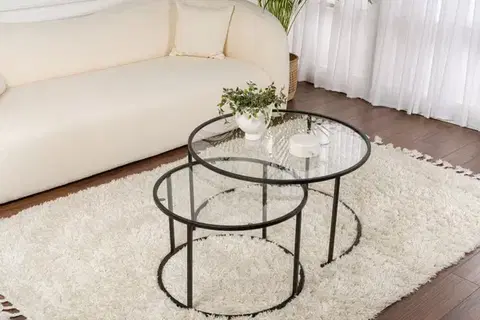 Sada konferenčních stolků Aurum - 80, 60 - Black, Transparent