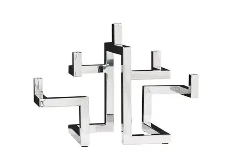 Estila Designový glamour kovový stříbrný svícen Flames s pěti držáky na svíčky 51 cm