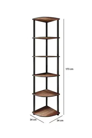 Knihovna Bookcase 6 Corner - Walnut