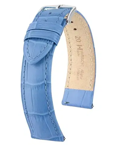 Řemínek Hirsch Duke - světle modrý - 12 mm - M – Střední délka - 10 mm - Stříbrná