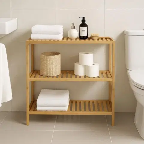 Koupelnový regál WABISABI RACK 3, bambusový