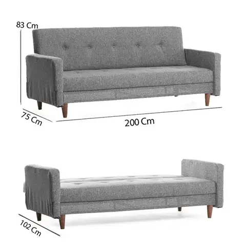 Trojmístná rozkládací pohovka Hiko - Light Grey