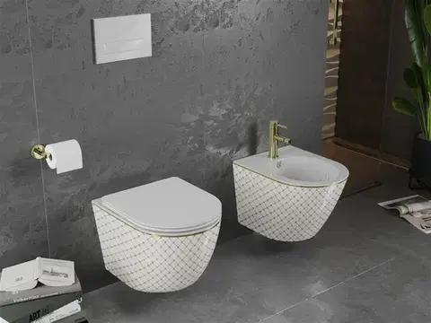 MEXEN Lena bidet závěsný, bílá/zlatá vzor 35224809