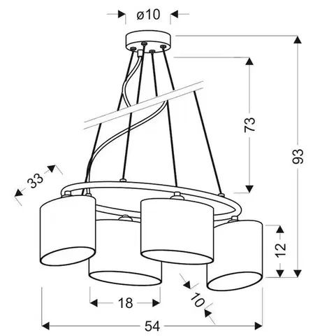 Chromovaná závěsná lampa 4x40W látkové stínidlo Ban