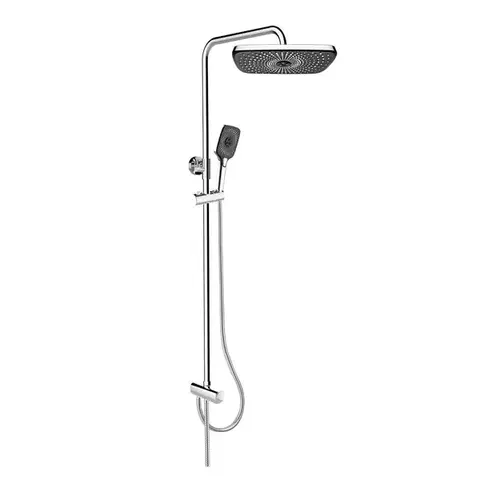 Mereo Sprchový set s tyčí, hadicí, ruční a talíř. hranatou sprchou, černá CB95001SB2