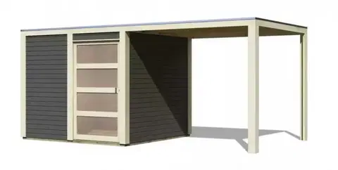 Dřevěný zahradní domek QUBIC 1 s přístavkem 240 Lanitplast