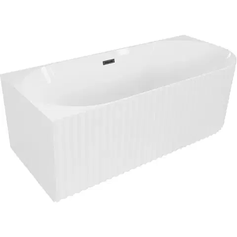 MEXEN/S Gia volně stojící rohová vana reliéf levá 150 x 75, bílá lesk, sifon a přepad černá 52701507500L-70
