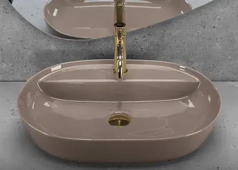 REA Umyvadlo na desku Aura 61 Beige Shiny REA-U6381