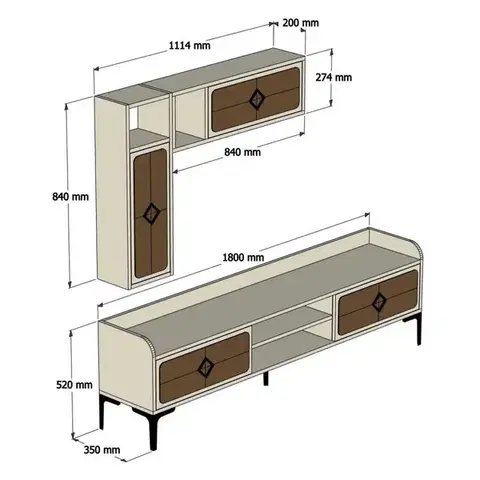 TV stěna / Sestava pod TV Samba - Walnut