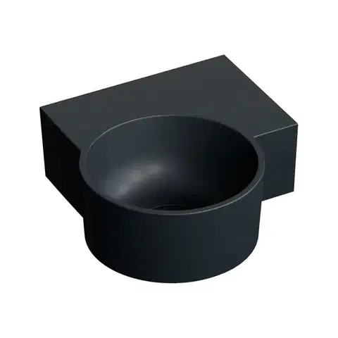 OMNIRES OVO M+ umyvadlo na desku/závěsné pravé, 33 x 34 cm, black lava mat; OVO335UWPBLV