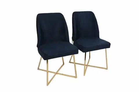Sada jídelních židlí Madrid Dark Blue and Gold, 2 ks, 2 ks