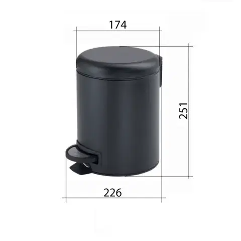 Gedy POTTY odpadkový koš 3l, Soft Close, černá mat 320914
