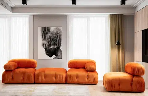 Hanah Home Taburet Bubble 95 cm samet oranžový