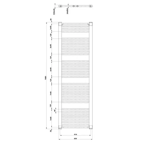 AQUALINE DIRECT otopné těleso s bočním připojením 450x1680 bílá ILR64T