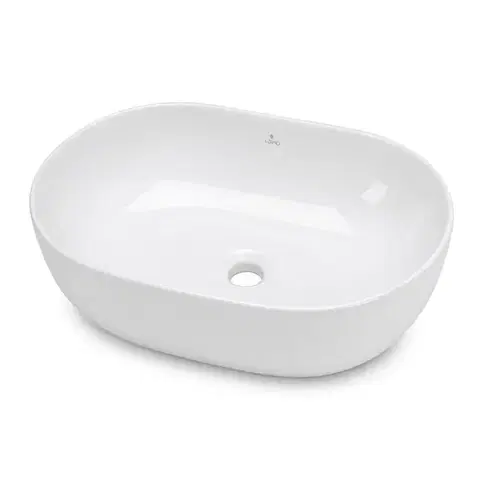 Ak furniture Keramické umyvadlo na desku ELIPSE 49 cm lesklé bílé 