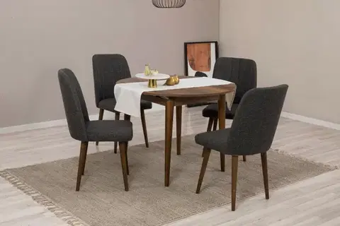 Jídelní set s rozkládacím stolem a židlemi (5 kusů) Vina 1053 - Anthracite, Walnut