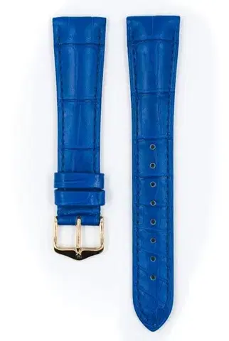 Řemínek Hirsch London Alligator - královská modrá, mat - 18 mm - M – Střední délka - 16 mm - Stříbrná
