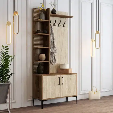 Předsíňová stěna Viyana D - Walnut, Travertine