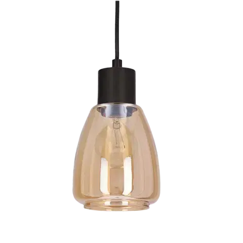 Závěsná lampa MOLDO černá 1x40W E27 jantarové stínidlo