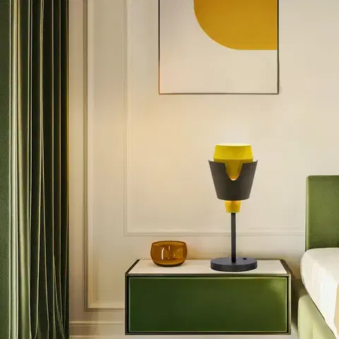 Stolní lampa šedožlutá s vypínačem Falun LEDEA