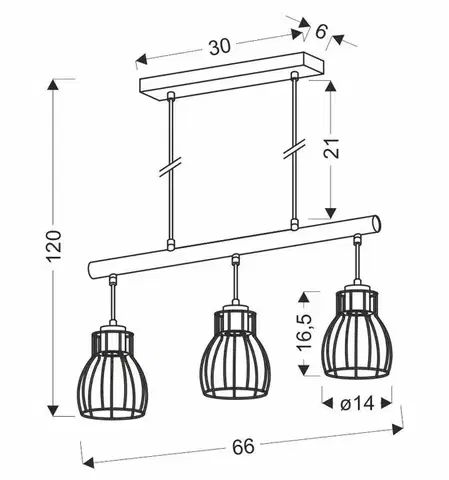Závěsná lampa černá 3x60W Bernita