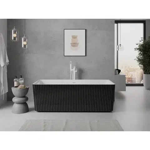 MEXEN/S Nila volně stojící vana reliéf 170 x 75, bílá/černá, sifon a přepad bílá 52841708075-20