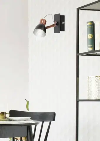Nástěnná lampa 1X50W GU10 černá a měděná Markus