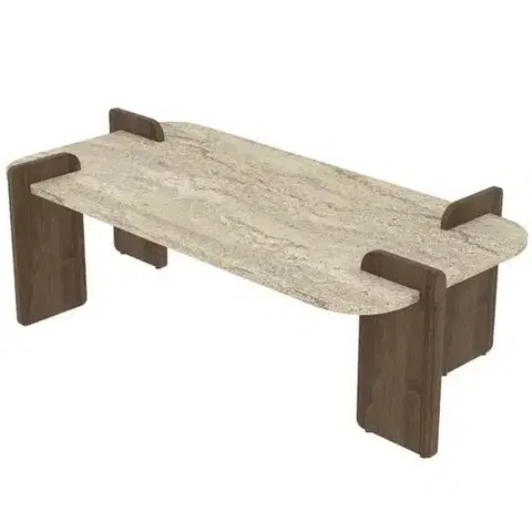Konferenční stolek Asha Grand - Travertine, Walnut, 