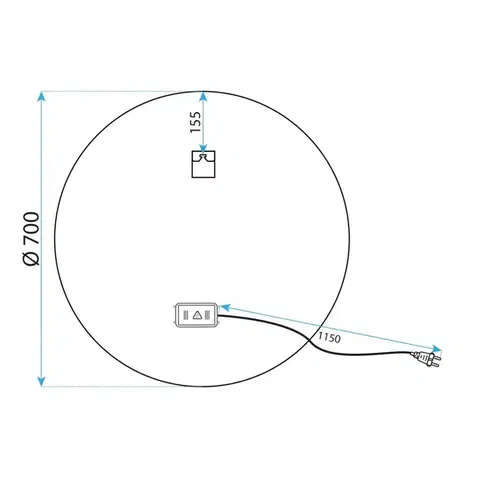 REA Zrcadlo LED 70cm MMJ Black HOM-05513