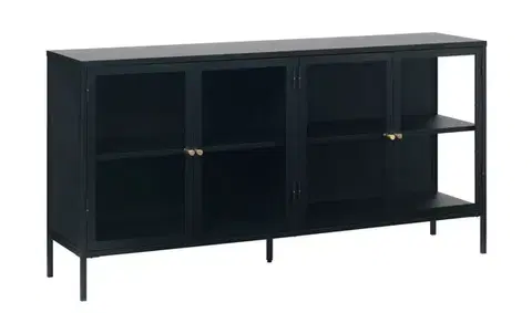 Estila Příborník Soeren, černý kov/sklo, 170 cm