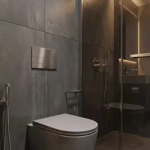 REA Podomítkový Instalační Set Slim 024N pro WC s Tlačítkem T Brush Steel KPL-E1057