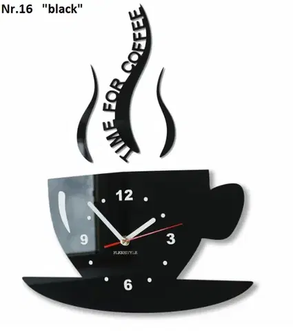 Nástěnné hodiny Time for coffee Černá