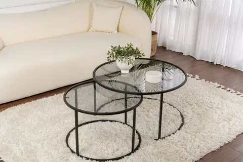 Sada konferenčních stolků Aurum - 80, 60 - Black, Grey