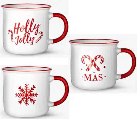VERONI - Hrnek vánoční 400ml Holly Jolly různé motivy