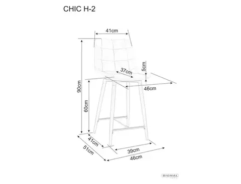 Signal Sametová barová židle CHIC 90 cm tmavě zelená
