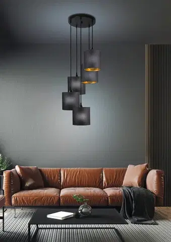 Závěsná lampa černá, 5xE14, dlouhá