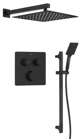 SAPHO SMART SELECT podomítkový sprchový set s termostatickou baterií, 2 výstupy, posuvný držák sprchy, černá mat RP042B-02
