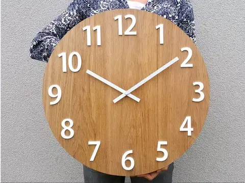 ModernClock Dřevěné nástěnné hodiny Amadeus 49 cm hnědé/bílé